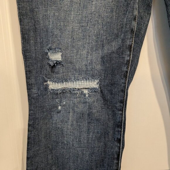 CAbi Straight Button-Fly Jeans Women's 8 Distressed Blue Dark Wash Denim #6068 - Picture 8 of 15